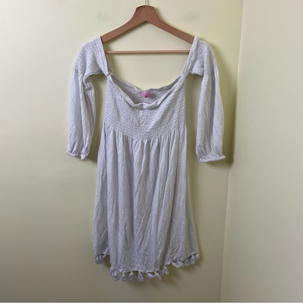 Lilly Pulitzer Trina Off-The-Shoulder WHITE BEACH DRESS SZ Medium - Picture 13 of 14